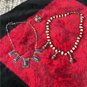 Sterling-Style Blue Stone Statement Necklace - Unbranded